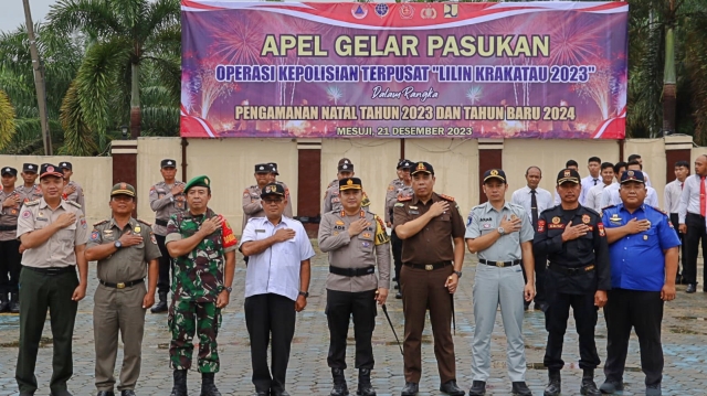 Jajaran Polres Mesuji Laksanakan Apel Gelar Pasukan Ops Lilin Krakatau 2023