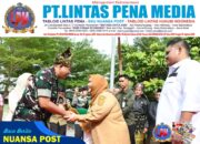 Bupati Bengkalis, Kasmarni ketika Menyambut Kedatangan Danrem 031/Wira Bima, Brigjend TNI Jarot Supriyanto  di Makodim 0303 Bengkalis