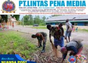 Babinsa Koramil 1710-07/Mapurujaya Ajak Warga Gotong Royong Bersihkan Halaman Gereja