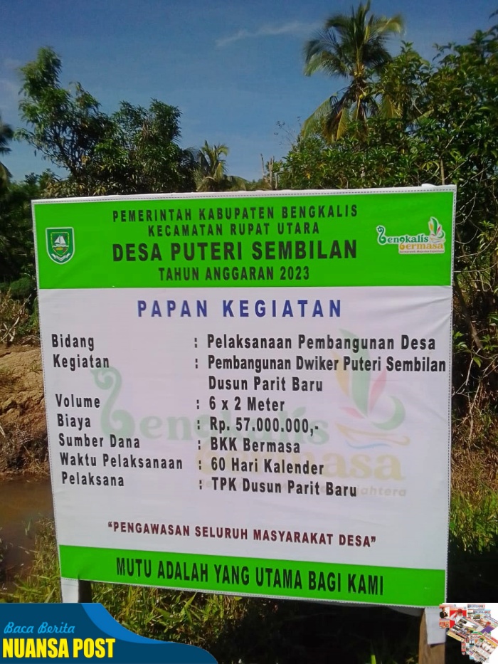 Pemdes Putri Sembilan Selesaikan Pembangunan Dwiker Jalan Kuburan Putri Sembilan