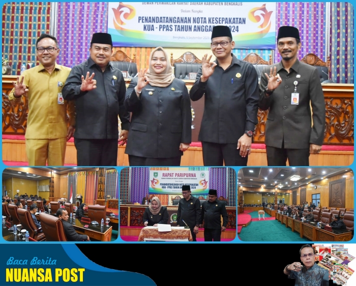 Bupati Hj.Kasmarni Tandatangani KUA PPAS APBD T.A 2024 bersama DPRD Kabupaten Bengkalis