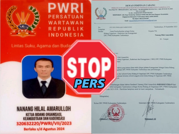 STOP PERS:  Nama Orang Ini Bukan Lagi Pengurus atau Anggota DPC PWRI Kabupaten Tasikmalaya