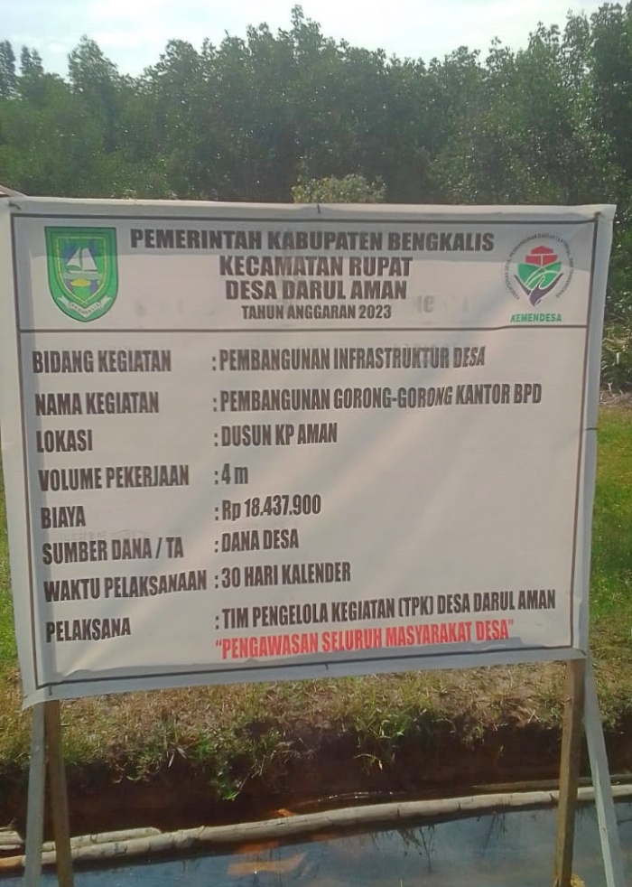 Pemdes Darul Aman Berhasil  Menyelesaikan Pembangunan Gorong gorong Kantor BPD  100 Persen   