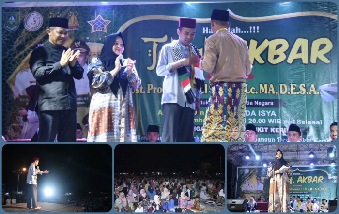 Bersama Masyarakat Bukit Kerikil, Bupati Bengkalis Hj.Kasmarni Simak Tausiyah Tuan Guru Ustadz Abdul Somad