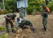 Kodim 1710/Mimika Bersama Masyarakat Kampung Mandiri Jaya Lakukan Penanaman Pohon Dalam Menyambut Hari Juang TNI AD