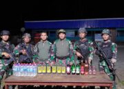 Satgas Pamtas Statis Yonif 122/TS Berhasil Gagalkan Penyelundupan Miras di Jalan Lintas Jayapura-Wamena