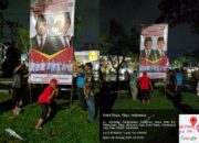 Pasang Baliho Diguyur Hujan Deras Team Relawan Pemenangan Tampa Pamrih Capres 02 Tetap Lanjut Hingga Selesai