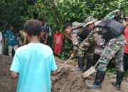 Wujud Peduli Kemanusiaan, Satgas Yonif 122/TS Bantu proses Pemakaman Masyarakat Kampung Waris