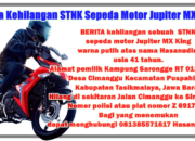 Berita Kehilangan STNK Sepeda Motor Jupiter MX King