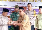 Polsek Sukadana  Monitoring Tablig Akbar di Momen Hari Jadi Desa Margajaya