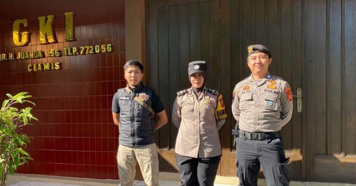 Cipkon Kamtibmas, Polres Ciamis Siagakan Personel PAM di Gereja Kristen Indonesia (GKI) Ciamis