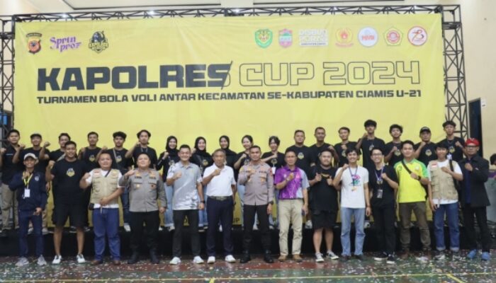 Resmi Ditutup, Kecamatan Cisaga dan Ciamis Juarai Turnamen Bola Voli Kapolres Ciamis Cup