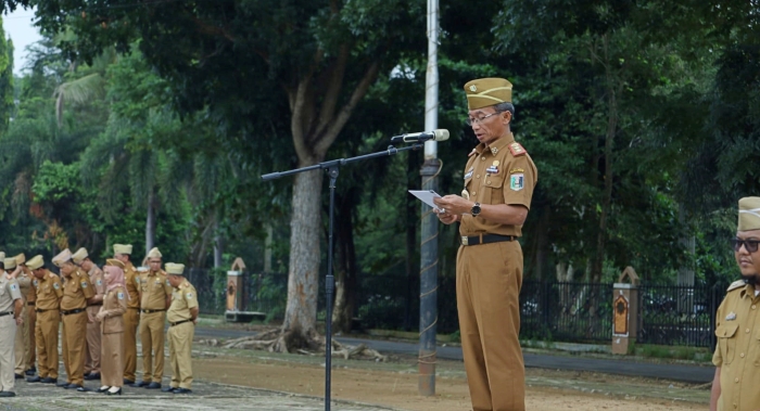 Pemkab Lampung Timur  Melaksanakan Upacara Peringatan Hari Otonomi Daerah (Otda) ke XXVIII Tahun 2024