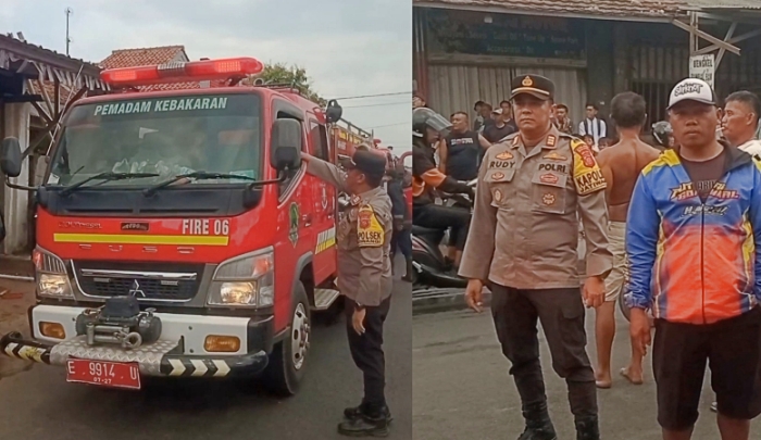 Respon Cepat, Jajaran Polsek Jatiwangi dan Unsur Terkait Berhasil Padamkan Kebakaran Bengkel Las