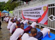 Personil Polres Tasikmalaya Kota  Ikuti Tes Kesamaptaan Jasmani di Stadion Wiradadaha