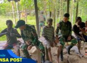 Wujudkan Papua Sehat Sejahtera, Satgas Yonif 131/BRS Gelar Layanan Kesehatan di Kp. Kalibom