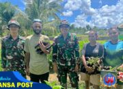 Mendukung Program Pemerintah Dalam Ketahanan Pangan, Satgas Yonif 131/BRS Manfaat Lahan Kosong Bersama Masyarakat di Perbatasan Papua