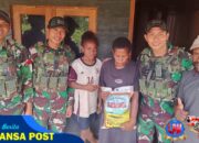 Hadir Ditengah Masyarakat, Satgas Yonif 641/Bru Laksanakan Anjangsana Dan Bagi Sembako Di Distrik Airu