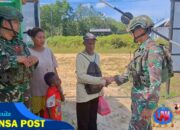 Hadirkan Senyuman, Satgas Yonif 642/Kps Laksanakan Kegiatan Berbagi Diwilayah Kampung Aroba