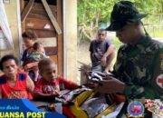Satgas Yonif 131/Brajasakti Bantu Warga Kampung Waris dengan Pelayanan Kesehatan, Bukti Nyata Cinta Tanah Air.