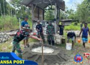 Dengan Semangat Gotong Royong Di Perbatasan Papua, Satgas Yonif 131/Brajasakti Bersama Masyarakat Membangun Gereja