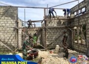 Dengan Semangat Gotong Royong di Perbatasan Papua, Satgas Yonif 131/Brajasakti bersama Masyarakat Kampung Yanemyo Membangun Masjid