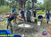 Dengan Semangat Gotong Royong Di Perbatasan Papua, Satgas Yonif 131/Brajasakti Bersama Masyarakat Membangun Gereja
