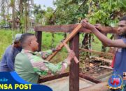 Satgas TMMD Pasang Rangka Tandon Air, Dukung Peningkatan Sanitasi Warga
