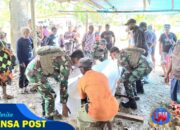 Satgas Yonif 131/Brajasakti Bantu Penguburan Warga Yang Meninggal di Kampung Wambes Perbatasan Papua