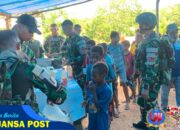 Satgas Yonif 126/Kala Cakti Pos Kombut Berbagi Sembako dan Hangatkan Suasana Lewat Makan Bakso Bersama Warga