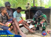 Satgas Yonif 131/Brajasakti Gelar Pelayanan Kesehatan Gratis di Kampung Pikere Perbatasan Papua