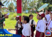 Belajar Disiplin dan Cinta Tanah Air SD Mosso Bersama Satgas Yonif 131/Brajasakti