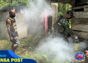 Cegah Malaria, Satgas Uonif 131/Brajasakti Melaksanakan Fooging di Kampung Wembi Perbatasan Papua
