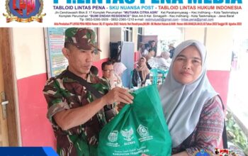 100 Paket Sembako Menjadi Bukti Kepedulian di TMMD  Ke-129 Kodim 0612/Tasikmalaya di Desa Parungponteng
