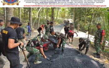 Dan SSK TMMD Ke-129 Kodim 0612/Tasikmalaya Kobarkan Semangat Gotong Royong Demi Jalan Mulus untuk Rakyat