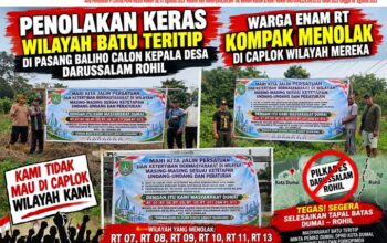 Warga Enam RT Batu Teritip Tolak Keras Wilayahnya Masuk Pemilihan Desa Darussalam, Pemko Dumai Diminta Bertindak